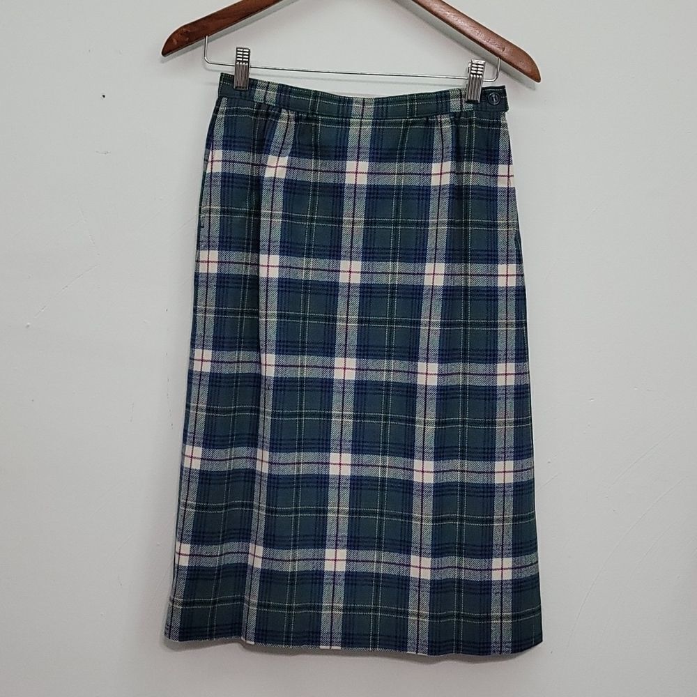 Pendleton Petite Kennedy Green Dress Tartan Plaid Skirt Size 10